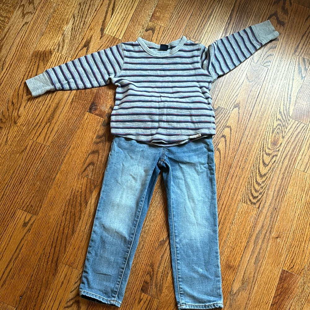 EUC Gap Toddler Jeans and LS Ribbed Shirt